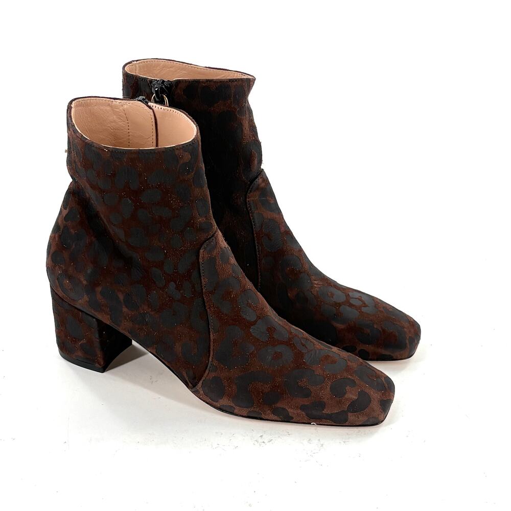 Stuart Weitzman Brown and Black Leopard Print Ankle Boots